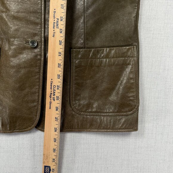 GAP Leather Blazer Brown Long Sleeve Button-Front Jacket Pockets Lined Size XL - Picture 10 of 12